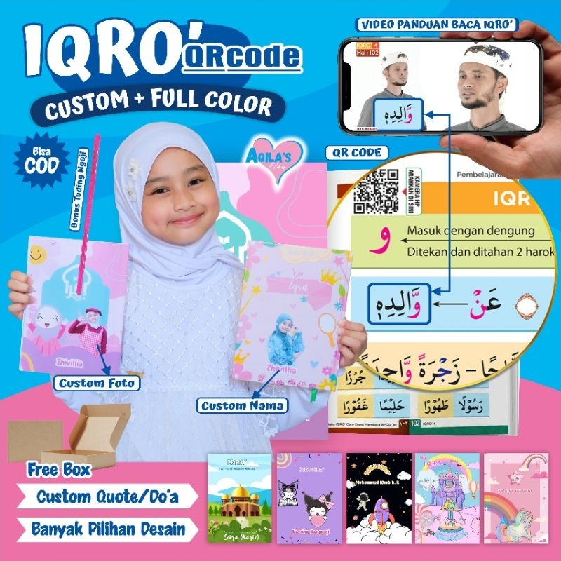 IQRO CUSTOM COVER CUSTOM NAMA FOTO IQRO JUZ AMMA IQRO FULL COLOR CUSTOM HADIAH ULANG TAHUN SOUVERNIR