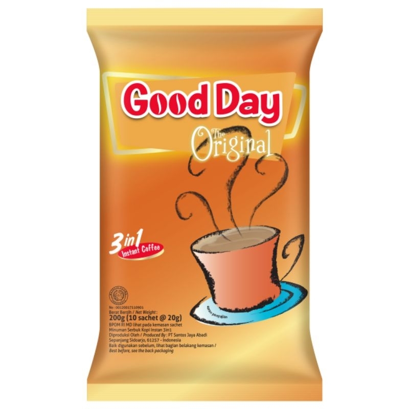 

GOOD DAY ORIGINAL COFFEE 3IN1 @20 gr isi 10 Sachet Kopi Instan Special Susu Renceng Asli Aman