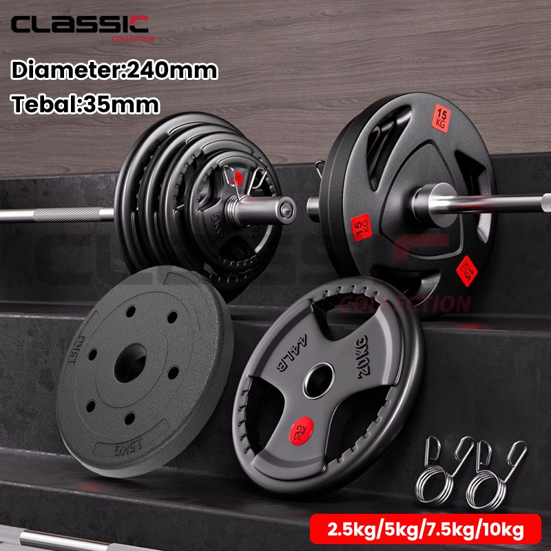 COD/Rubber Coated 2.5kg/5kg/7.5kg 3.5CM/5CM Barbell Plate Piringan Beban Plat Barbel Dumbell