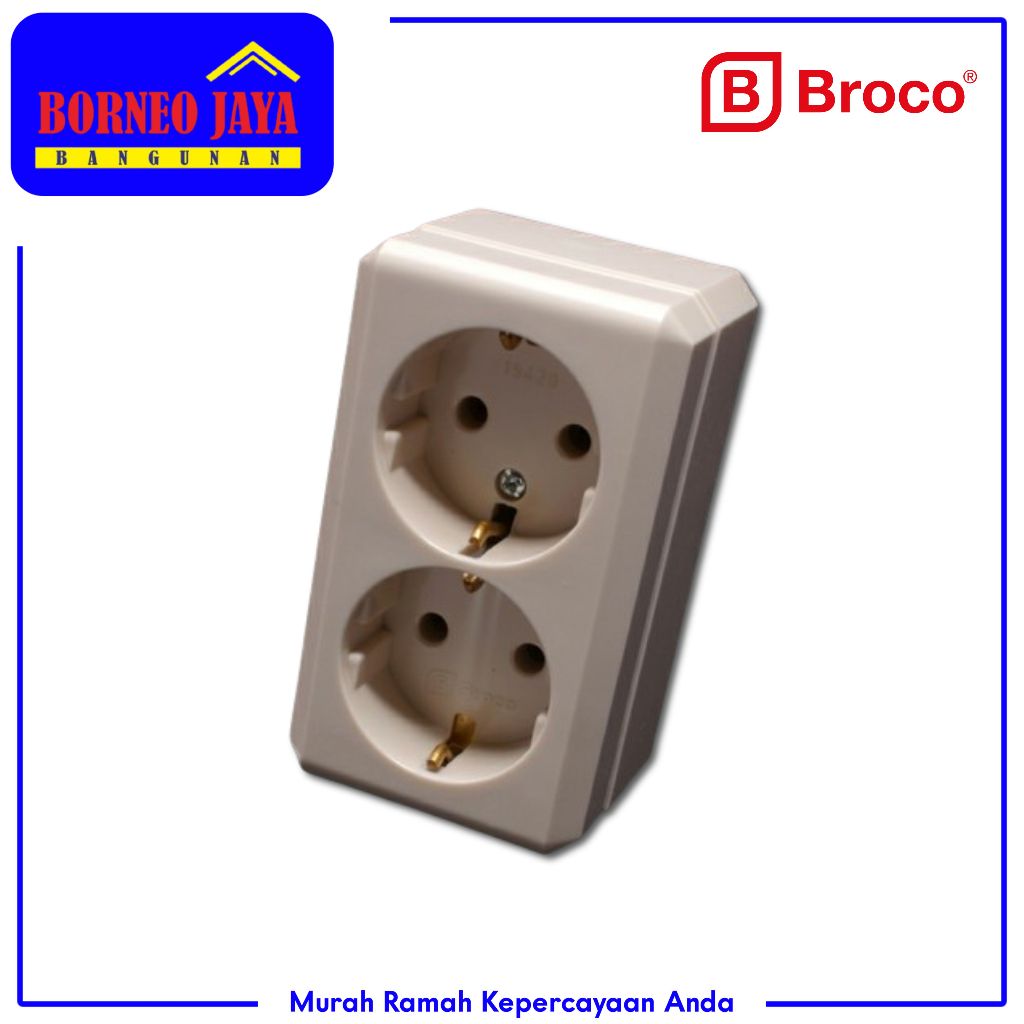 Stop Kontak OB Broco StopKontak Outbow 2 Lubang Socket Terminal Tembok