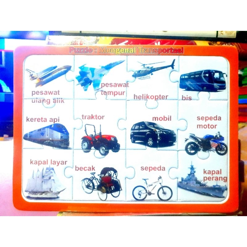 PUZZLE PUZLE PUZEL MENGENAL TRANSPORTASI PAUD TK MAINAN EDUKASI ANAK PUZZLE ANAK KETAMPILAN PAUD TK 