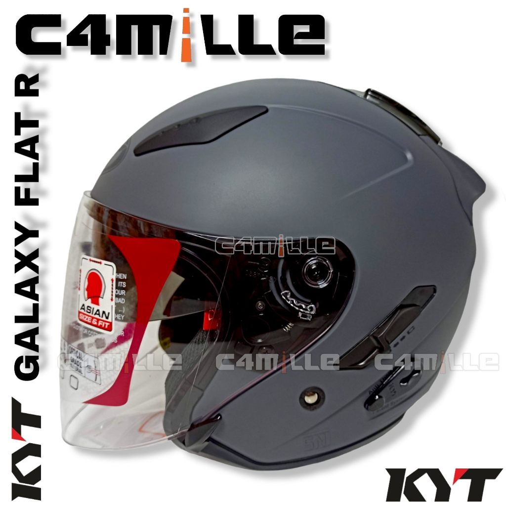 HELM KYT GALAXY FLAT R SOLID DOUBLE VISOR & KYT DJ MARU SOLID SINGLE VISOR HALF FACE