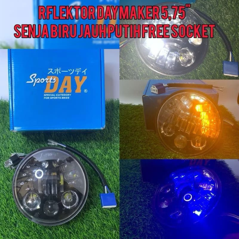 REFLEKTOR HEADLAMP BILLED LAMPU DEPAN DAYMAKER ANGEL DAYMAKER 19 MATA senja biru 5.75 batok cb100 pe