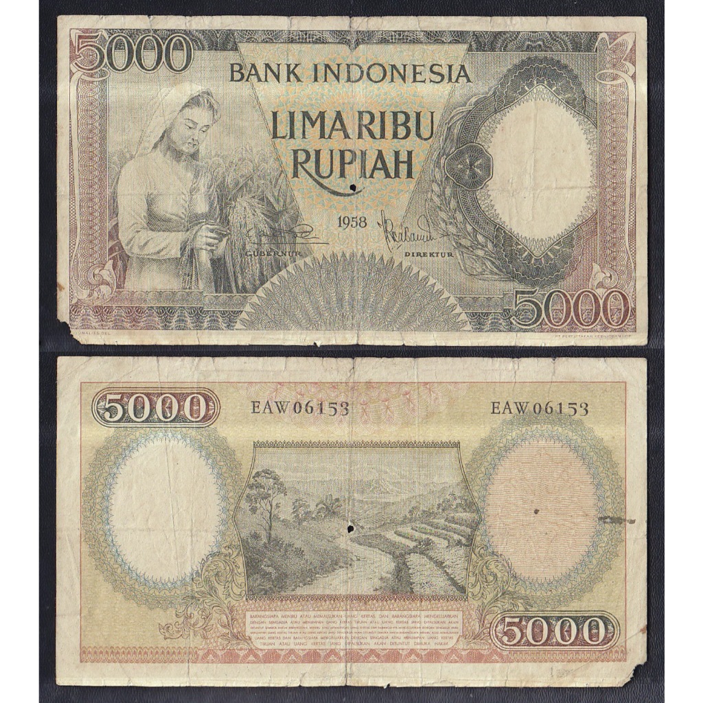 Uang kuno 5000 rupiah tahun 1958 seri Pekerja-1