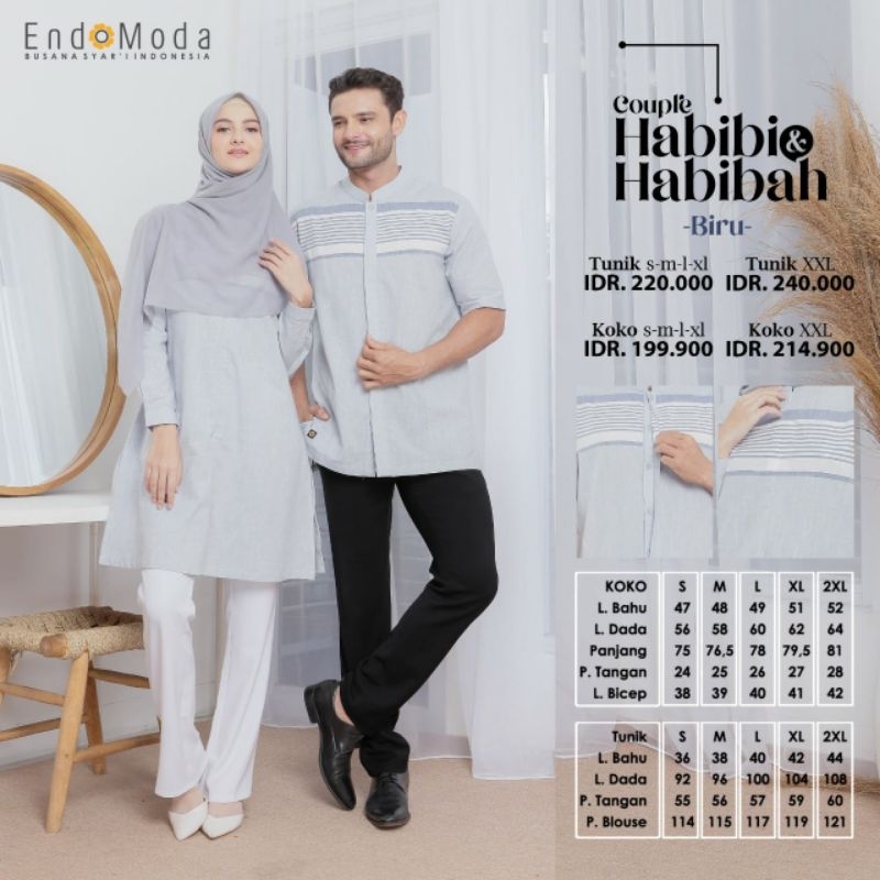 Couple Premium Tunik Habibi & Habibah Dusty Pink by Endomoda|Tunik Panjang|Tunik Jumbo|Tunik Muslima