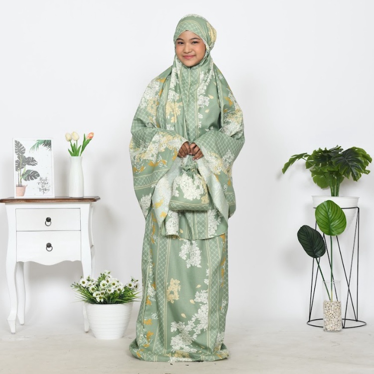 KODE W5U Mukena Anak Perempuan Mukena Anak Tanggung Resleting 612thn Katun Mikro Motif Bunga Lucu Mu