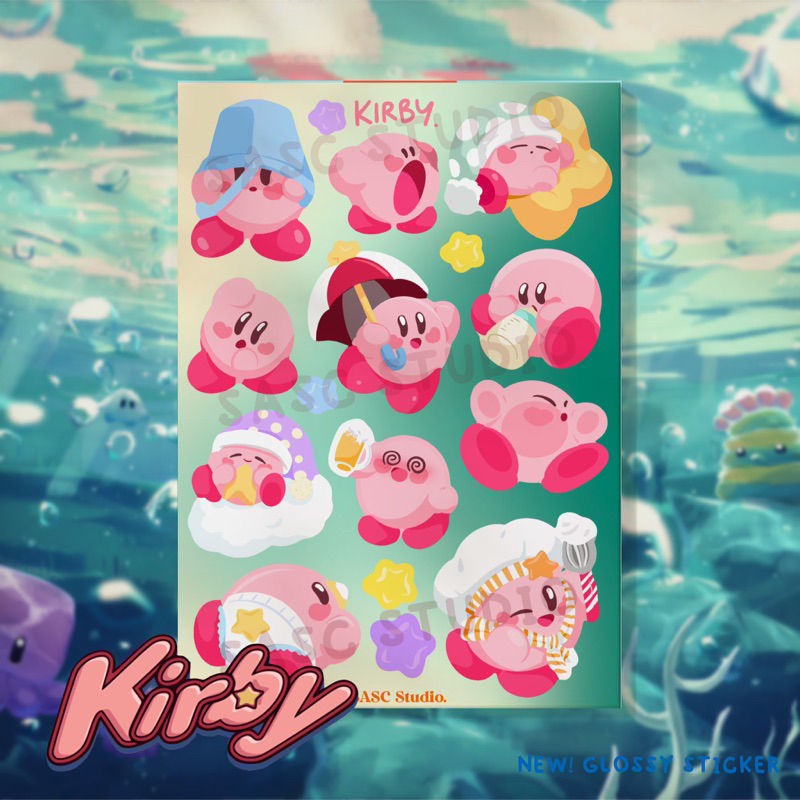 

KIRBY stickersheet glossy cute journaling stiker a6