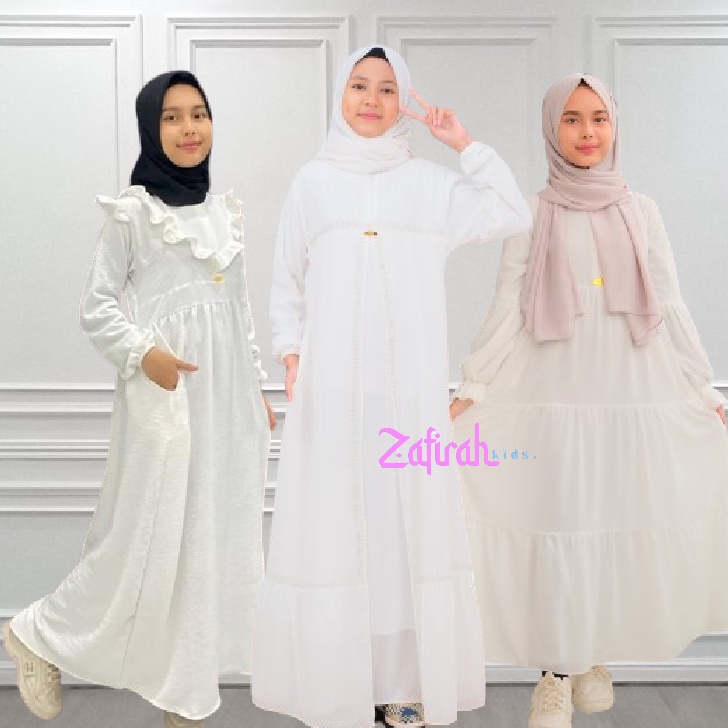 DESAIN Gamis Putih Anak Perempuan Manasik By Zafirah Kids