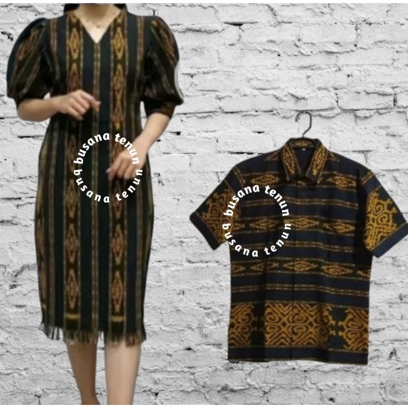 BAJU TENUN PASANGAN KEMEJA TENUN DAN DRES TENUN baju prewedding baju pesta baju natal