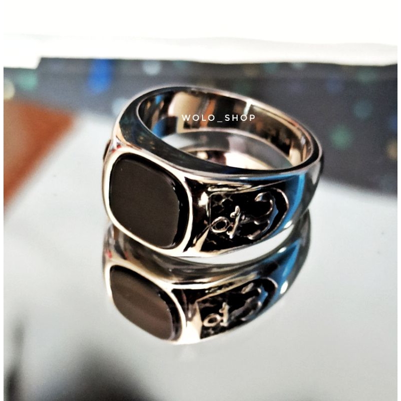 Cincin Pria Jangkar Black Onyx Super Keren