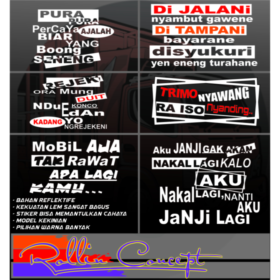 Stiker kaca mobil truk pickup stiker cutting variasi kata-kata campur mobil truk pickup, dll