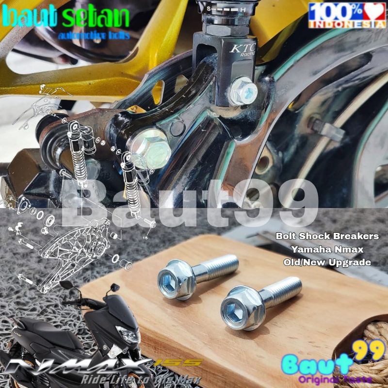 Baut Dua Kunci Shock Breakers Belakang Nmax Old / Allnew