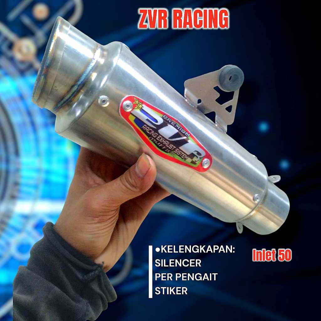 Slincer Knalpot type K1 PRO road race ZVR RACING Saringan Full 1/2 Inlet 50 Motor balap Motor Bebek 