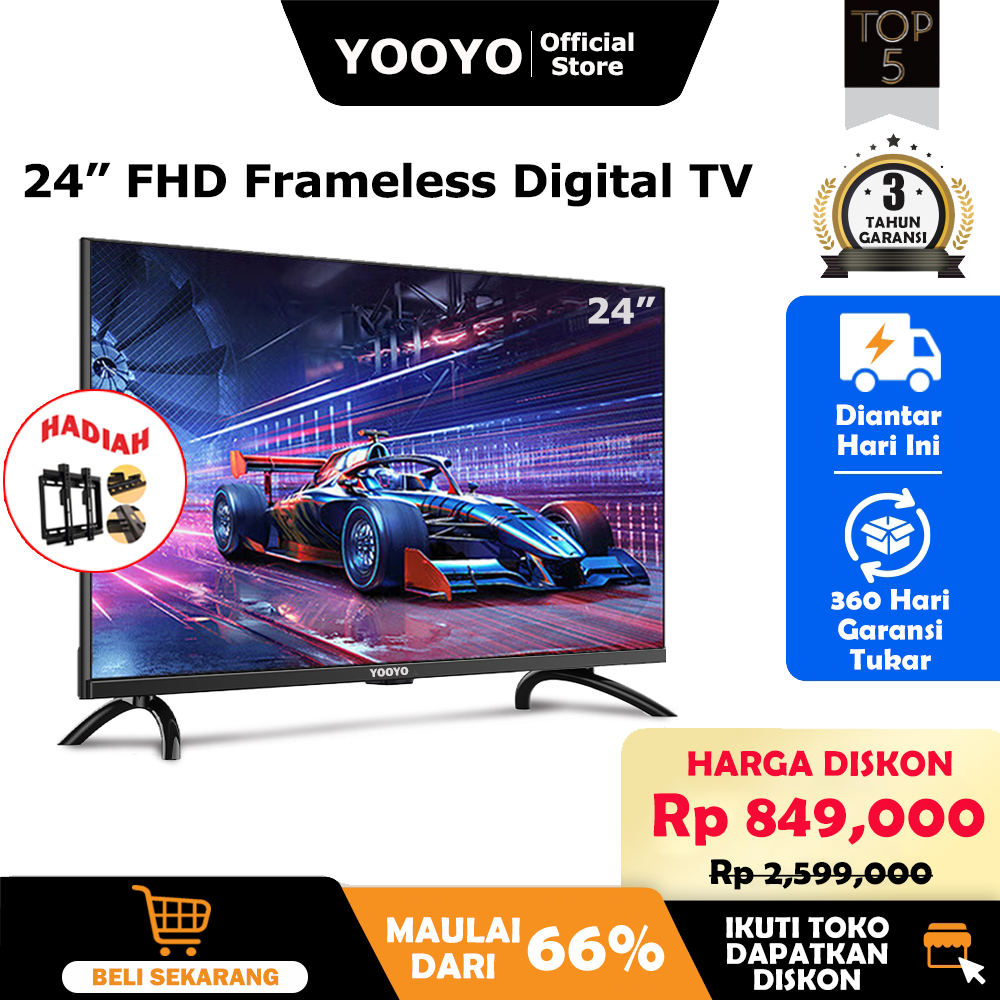 YOOYO TV Digital 19/20/21/22/24/25 inch - TV LED FHD 2K - HDR10 - MEMC - Dolby AUDIO - DBX-TV - VGA/