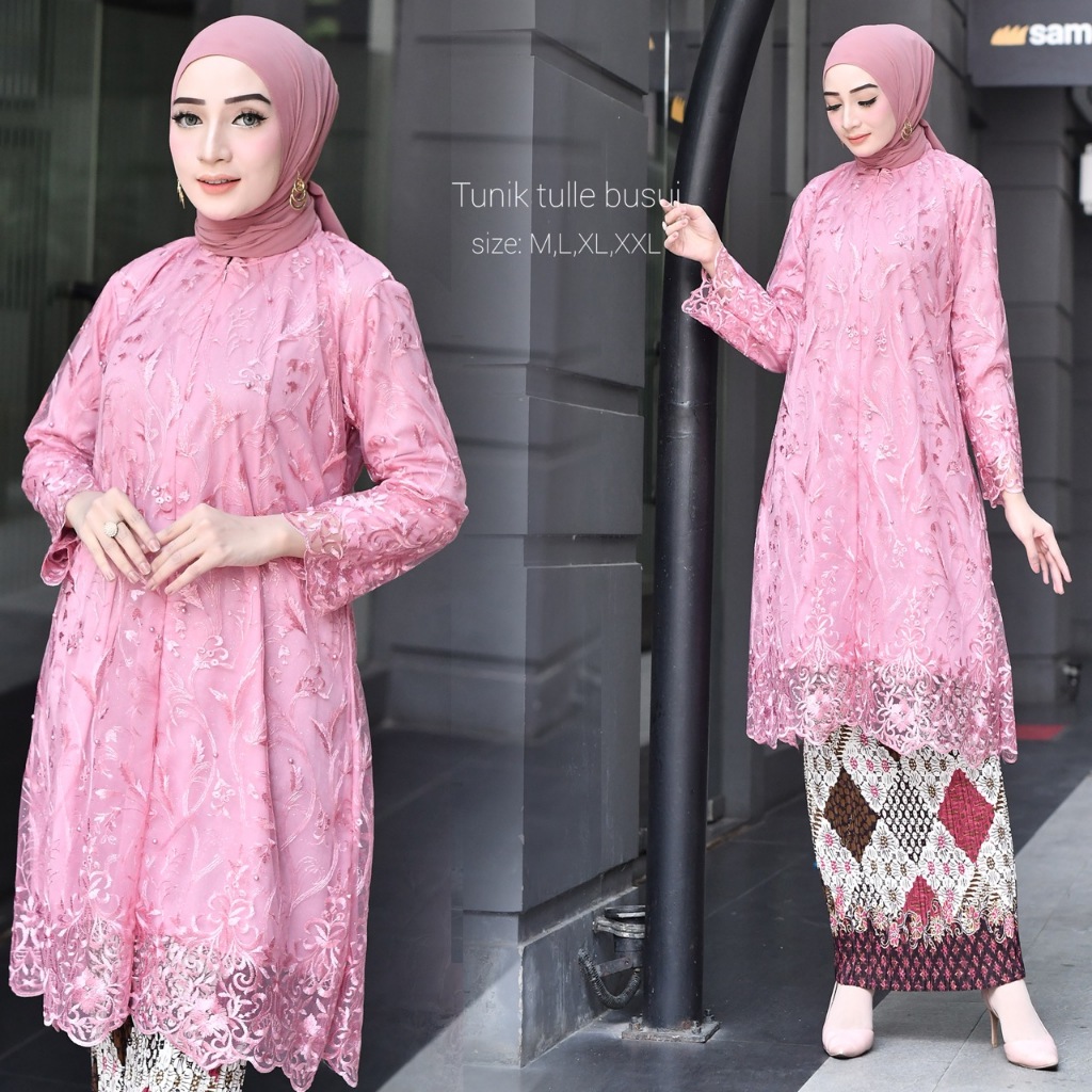 Baju Kebaya Tunik Tulle Busui/Setelan Kebaya Modern/Kebaya Kondangan/Kebaya Ibu besan