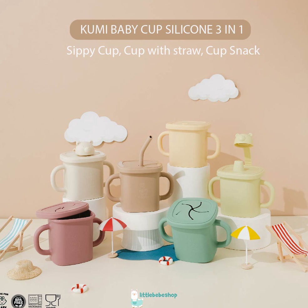 Kualitas Terjamin Littlebebeshop Silicone Baby Cup Training 3 in 1 Sippy CupCup SnackCup with Straw 