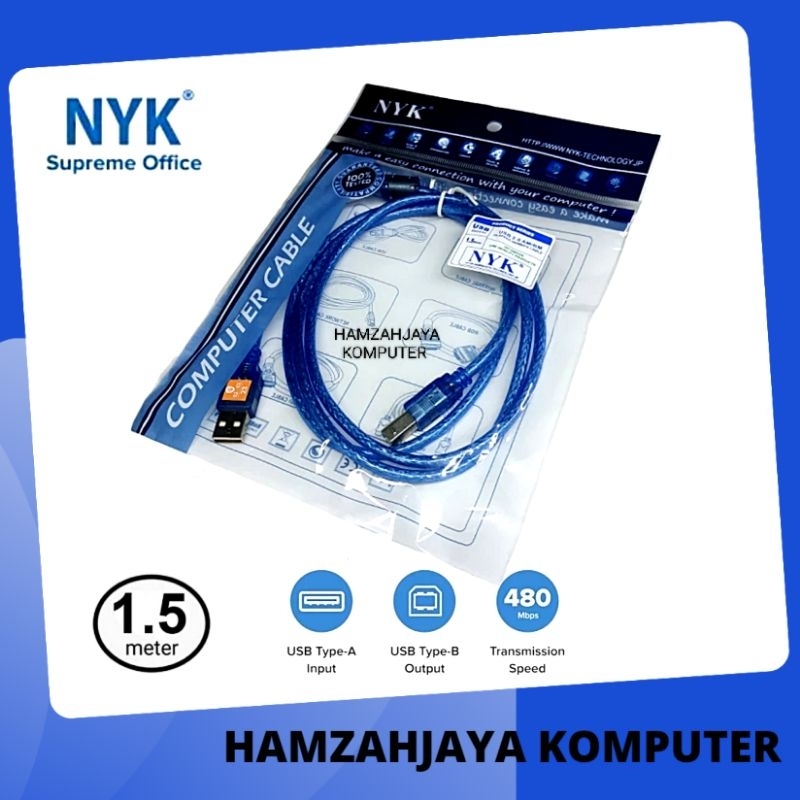 kabel printer epson usb panjang 1,5 meter usb 2.0 Biru NYK / HITAM
