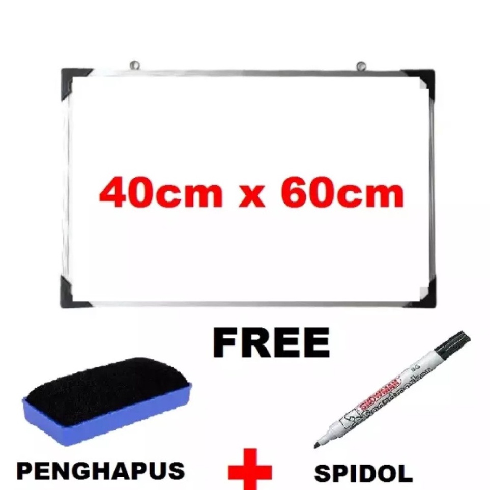 

KODE J63B Papan Tulis Whiteboard 4x6 Free Spidol Dan Penghapus Bingkai Aluminium