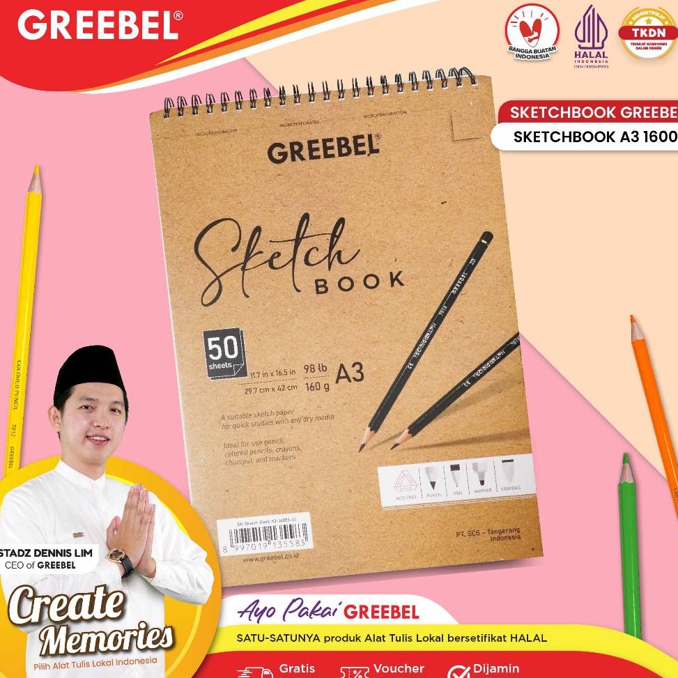 

New Stock GREEBEL Buku Gambar Sketch Book A3 5 Lembar 163 Buku Sketsa Drawing Book
