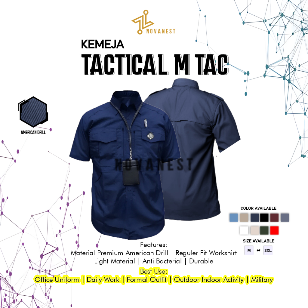 NOVANEST - Kemeja M-TAC Lengan Pendek American Drill Katun Premium Unisex Indoor Outdoor All Activit