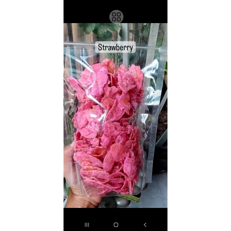 

keripik pisang strawberry lumer