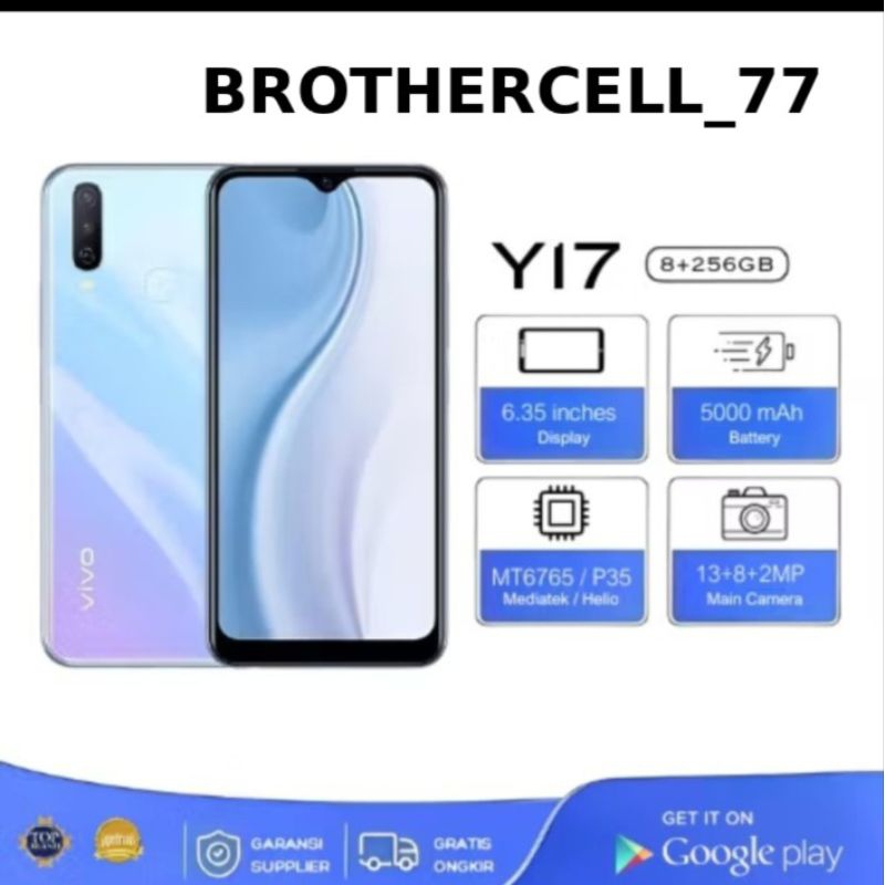 "Vivo Y17 RAM 8/256 GB - Layar Besar 6.35 Inch, Baterai Jumbo 5000mAh, hp new masih segel