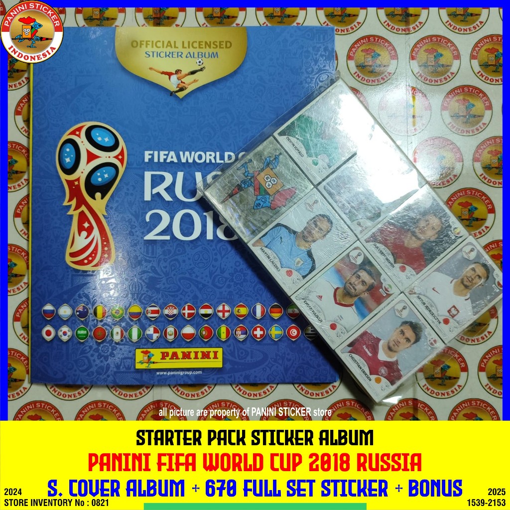 PANINI STICKER ALBUM FIFA WORLD CUP 2018 - COMPLETED SET STICKER (vers. 670) + EMPTY ALBUM + BONUS ;