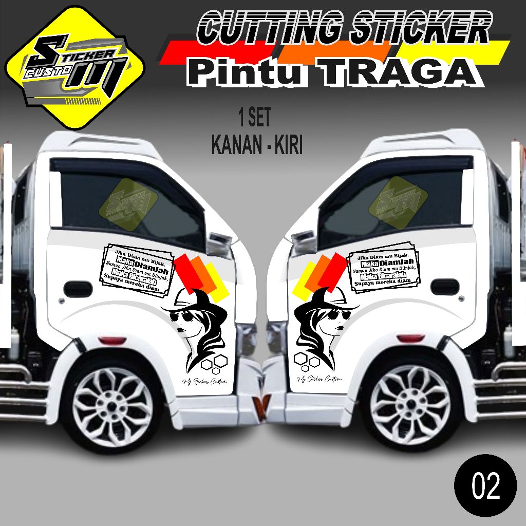 CUTTING STICKER PINTU SAMPING MOBIL PICKUP TRAGA  ,ELF DLL CAPLIN  02