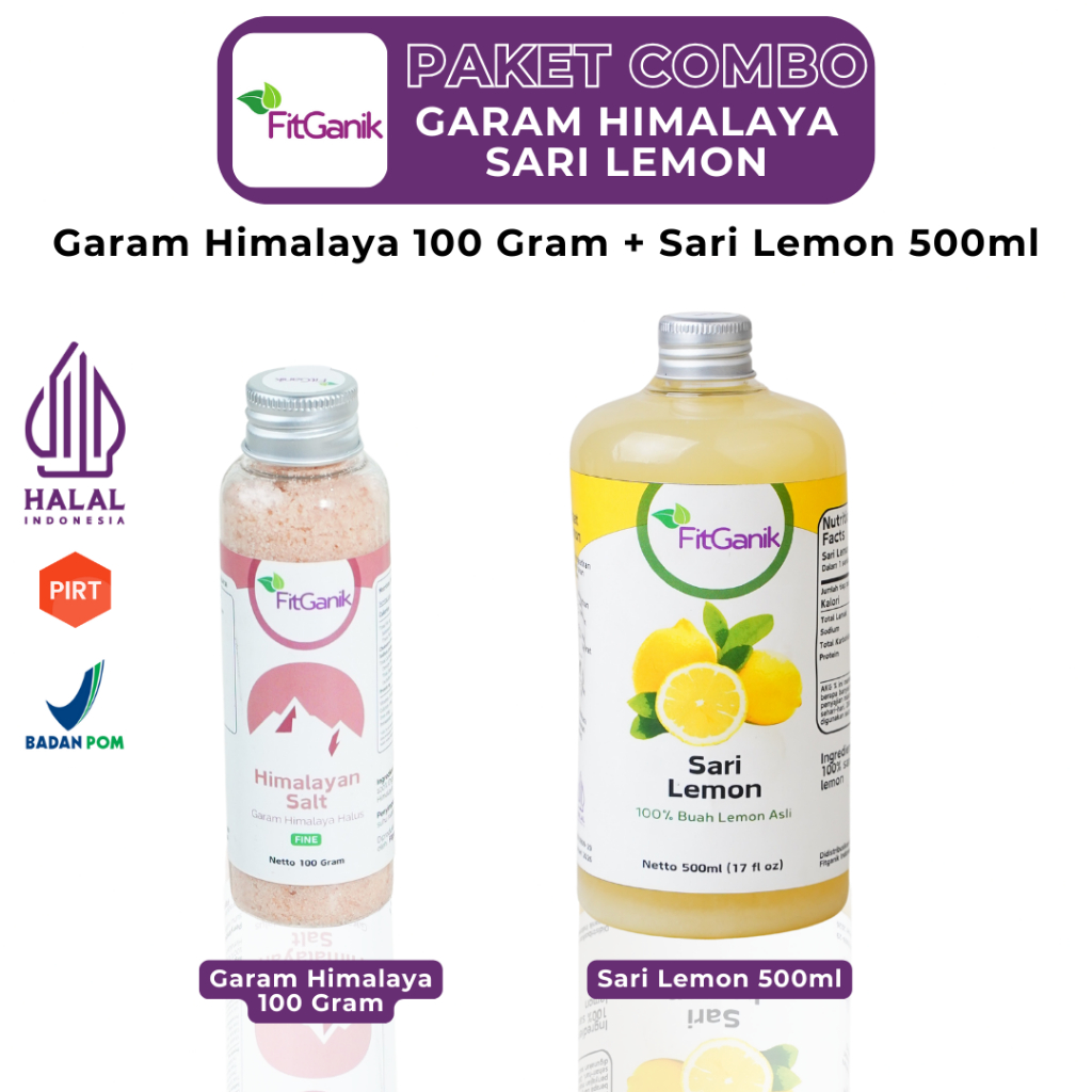 

FITGANIK - Paket Garam Himalaya 100 Gram + Sari Lemon 500 ML