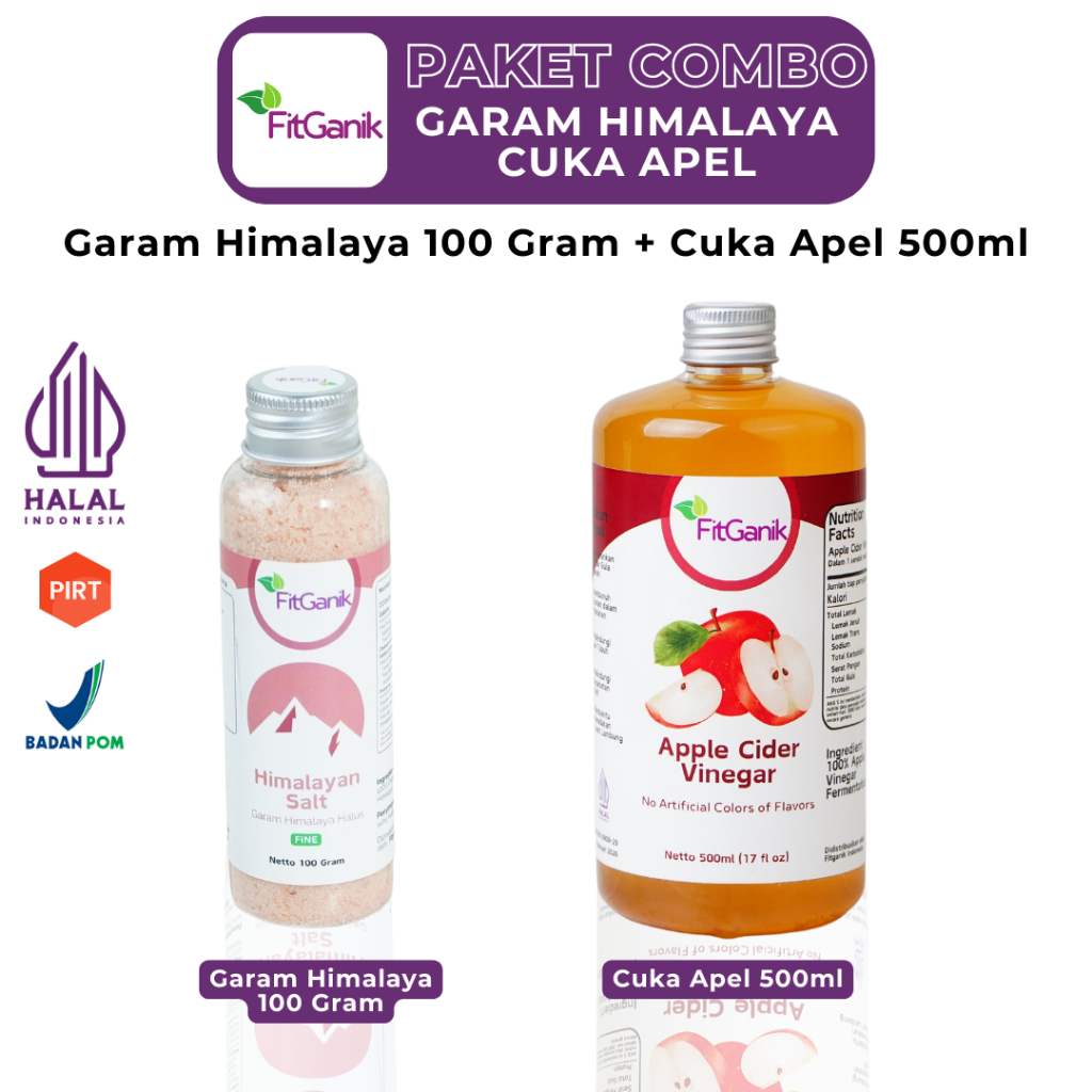 

FITGANIK - Paket Garam Himalaya 100 Gram + Cuka Apel 500 ML