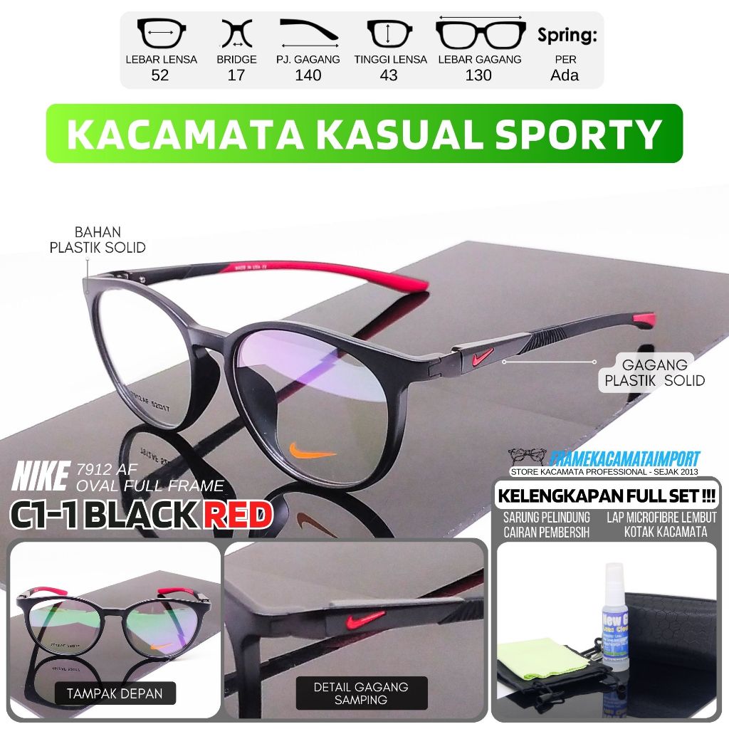Frame kacamata minus pria elegant sporty Nike