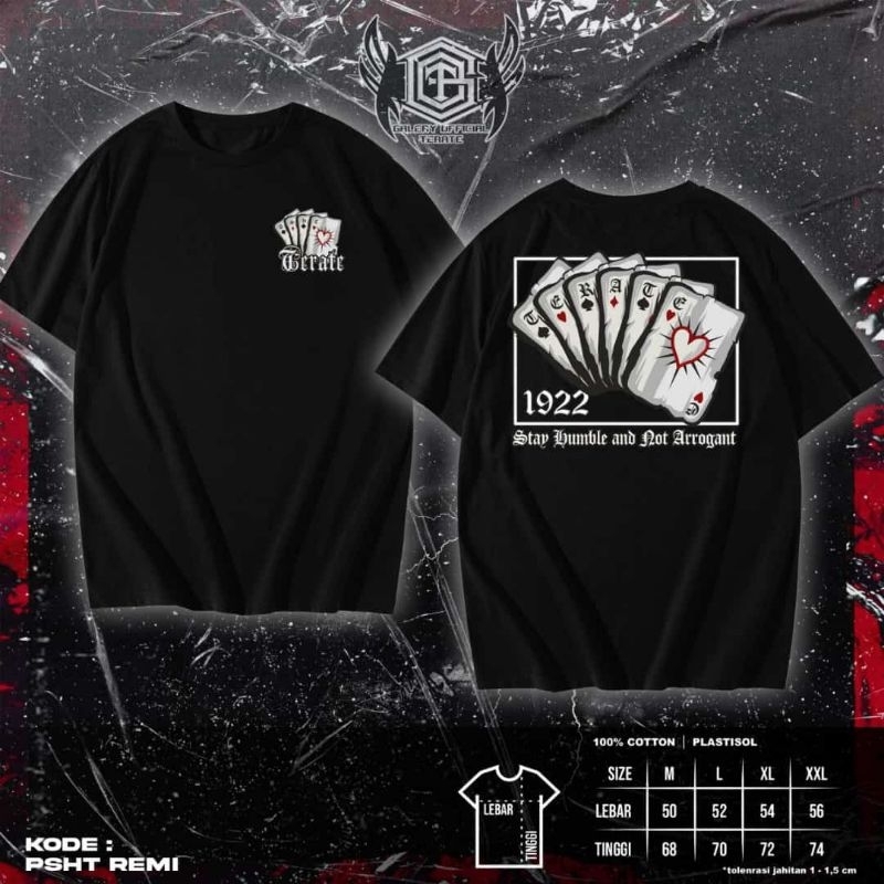 KAOS PSHT KARTU AS TERBARU // KAOS TERATE KARTU REMI // KAOS PUTIH KARTU AS // KAOS HITAM KARTU AS R