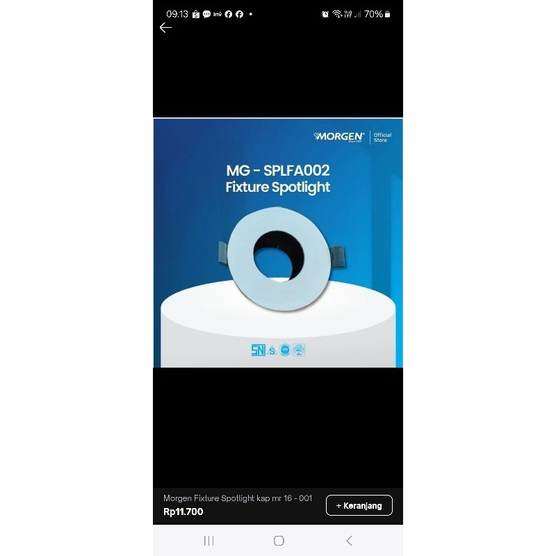 MORGEN kap lampu mr16 + fitting morgen bulat