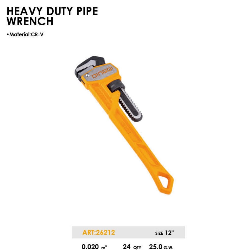 DINGQI Kunci Pipa Gastong Heavy Duty Pipe Wrench 12in 26212