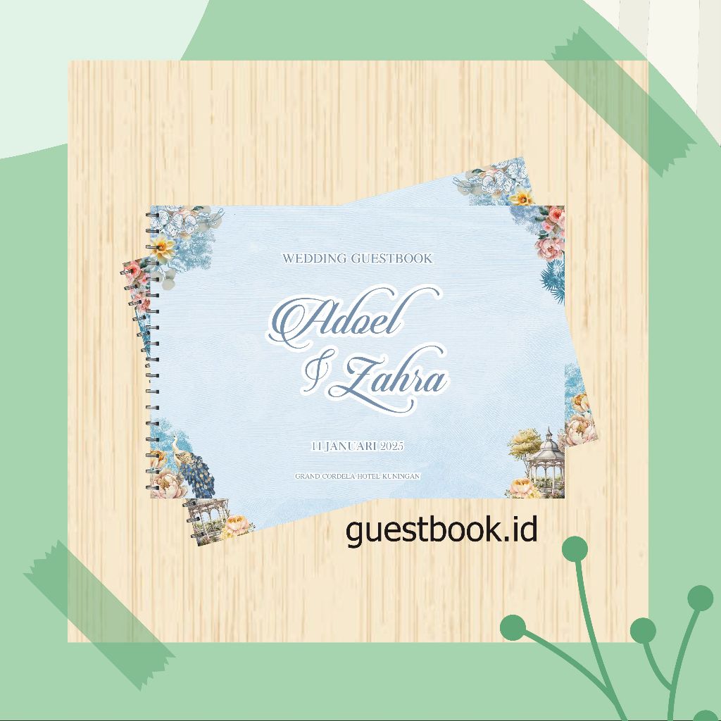 

Custom Buku Tamu Undangan Pernikahan / Custom Wedding Guest Book Simple Rustic Blue Denim / Softcover / Hardcover