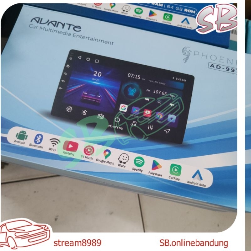 Headunit Android Avante 9 inch 2/32 AD-9910 Universal Tape Mobil