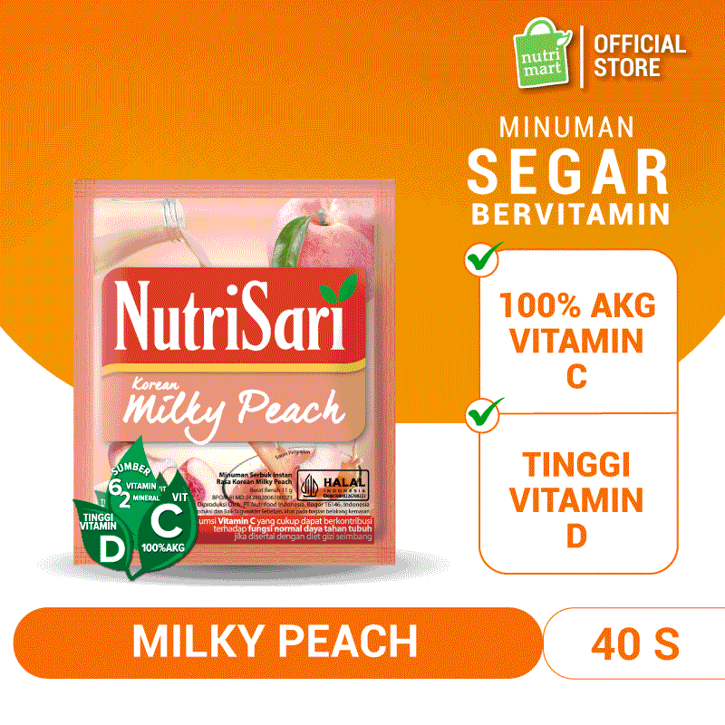 

NutriSari Milky Peach 40 Sachet - Minuman Buah Vitamin C & Vitamin D