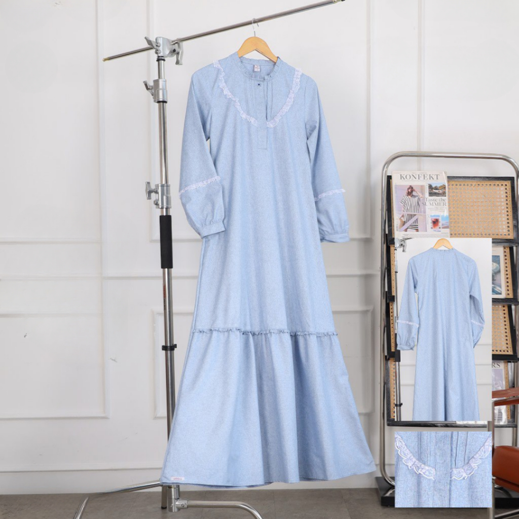 GAMIS ETHICA AYUMI 514 BAHAN LINEN MODEL BAJU MUSLIM WANITA GAMIS DAILY BUSUI FRIENDLY KEKINIAN