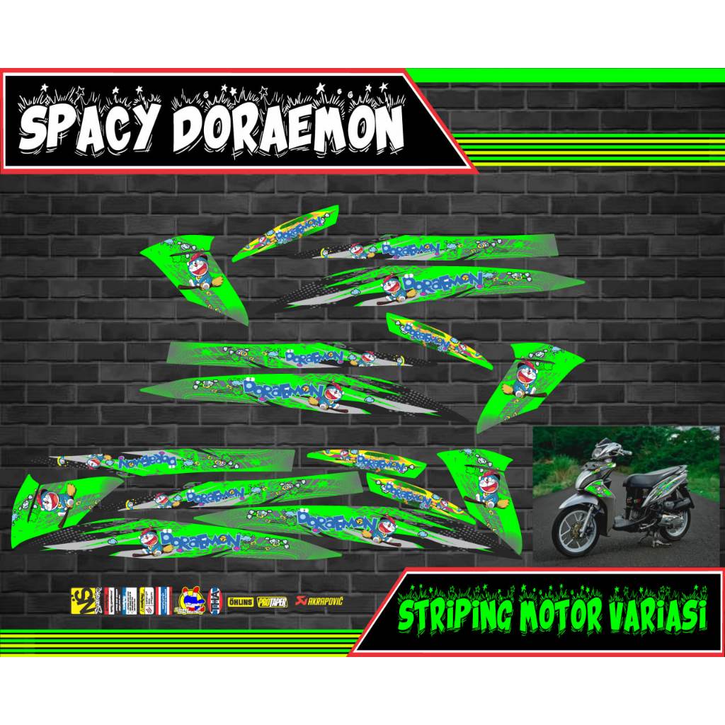 striping stiker variasi motor honda spacy doraemon