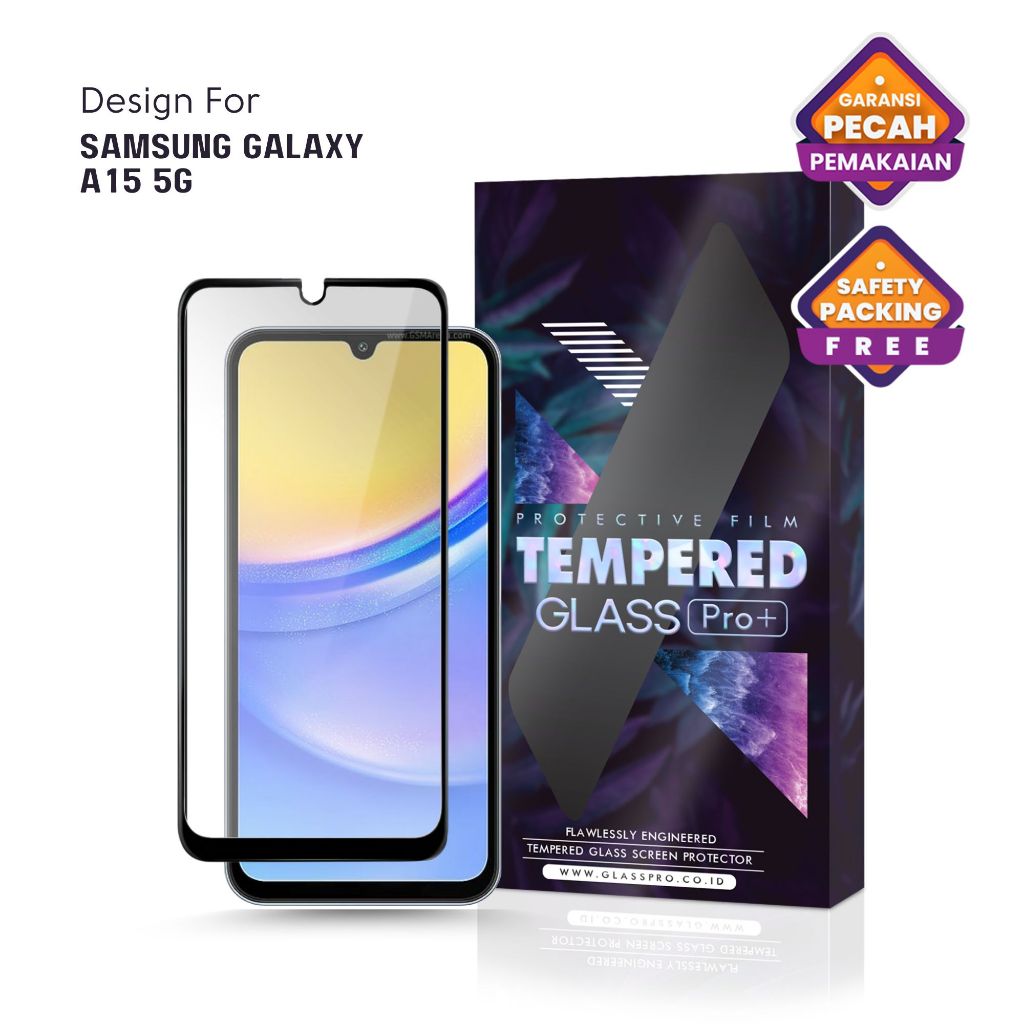 Premium Tempered Glass Samsung Galaxy A15 5G Full Cover - Anti Gores Kaca Screen Protector Screen Gu