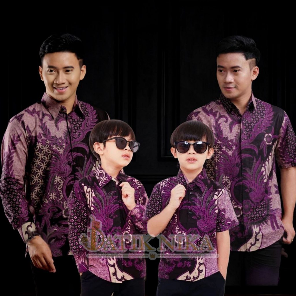 TERBARU Kemeja BATIK Mahesa ayah dan anak cowok Warna Ungu Lilac Batik Pria Laki laki