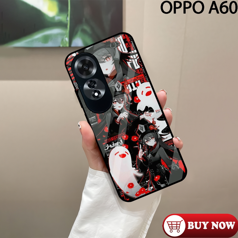 [ST12] Case Glossy CASE OPPO A60  | Casing Kilau Pic HD Motif HUTAO   | Case Kekinian Murah Kualitas