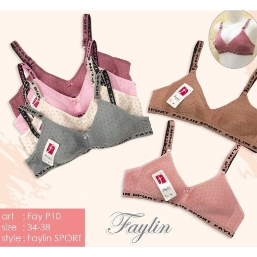 Fay P10 Bra/BH anak SMP / SMA  Tanpa Kawat Tanpa Busa, Sport Bra Bahan Katun Spandeks- 3pcs