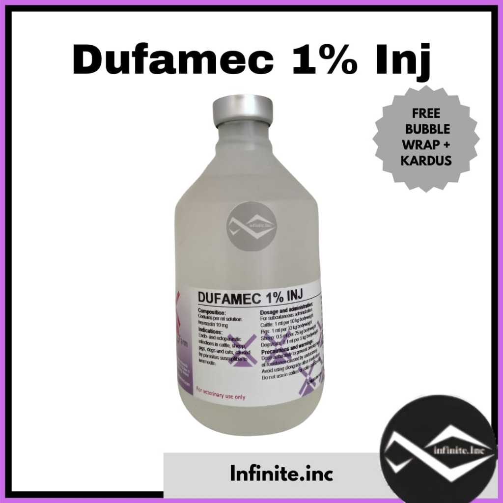 DUFAMEC 1% Injeksi 500 Ml -  LIKE INTERMECTIN INJECT, NOVA MECTIN Obat Cacing Kutu Gudig Scabies Anj