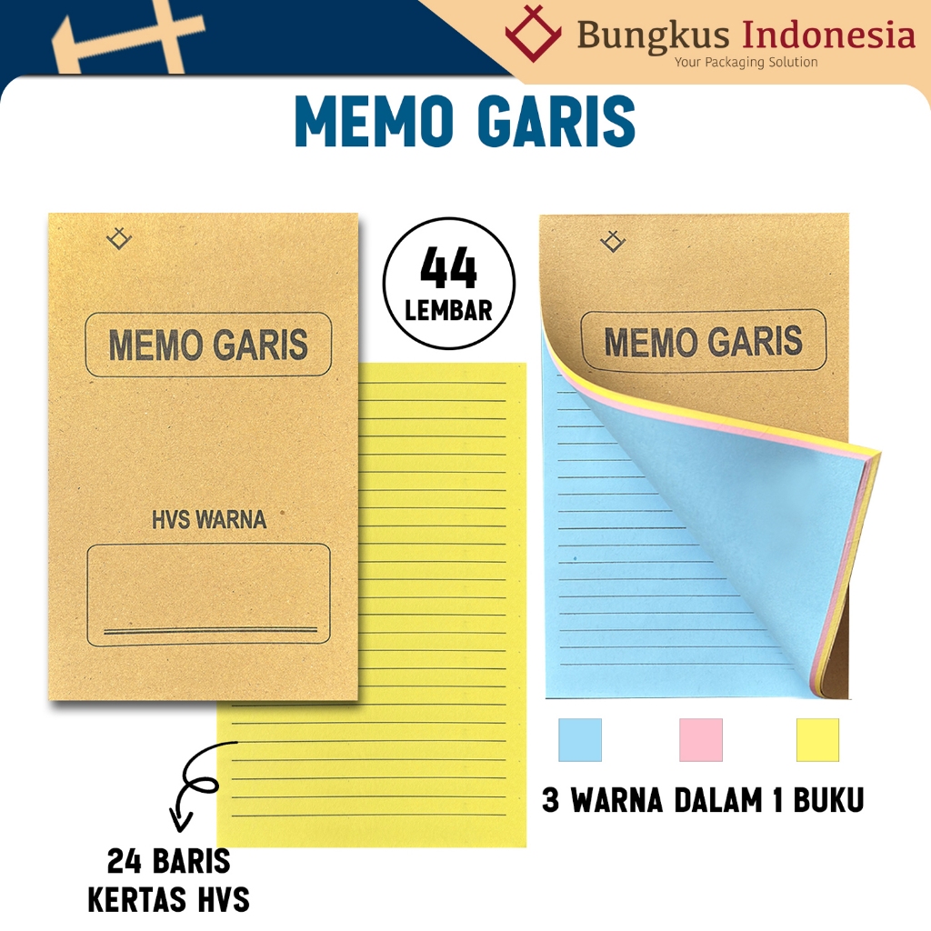 

Buku Memo Garis Warna/ Notebook / To Do List Buku Catatan