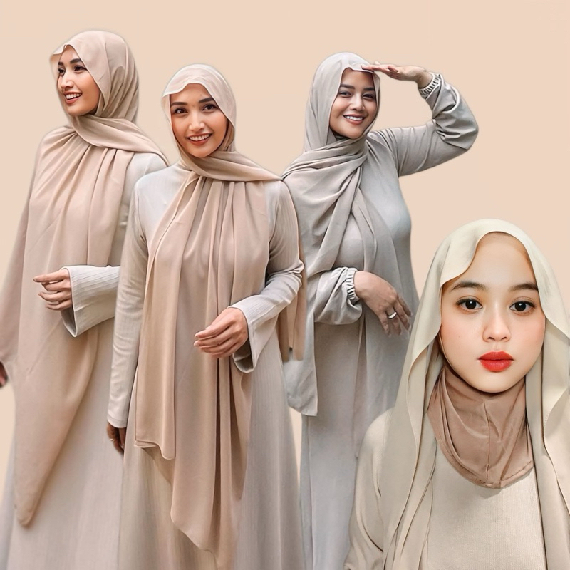 SHANZA Hijab Shafiyyah Pashmina  Instan Bahan Ceruti Baby Doll