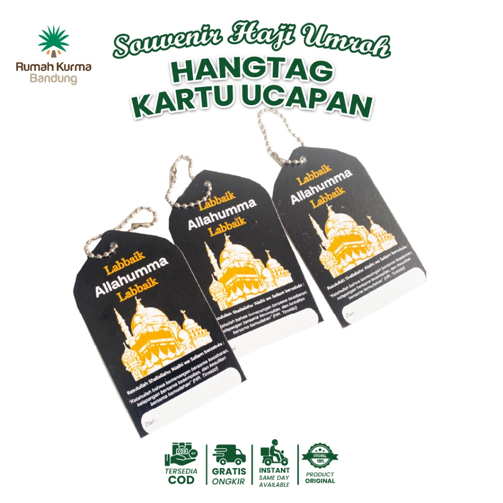 

Kartu Ucapan Hangtag untuk Oleh-Oleh Haji dan Umroh Free Rantai Premium Oleh-Oleh Umroh