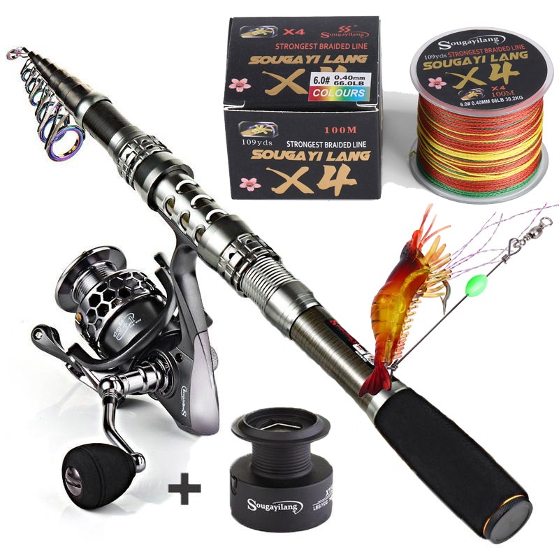 Joran Pancing Set 1.8-2.7M Carbon Joran 1000-5000 Reel 5.5:1 Joran Set Lengkap Di Laut Tas Umapn Sen