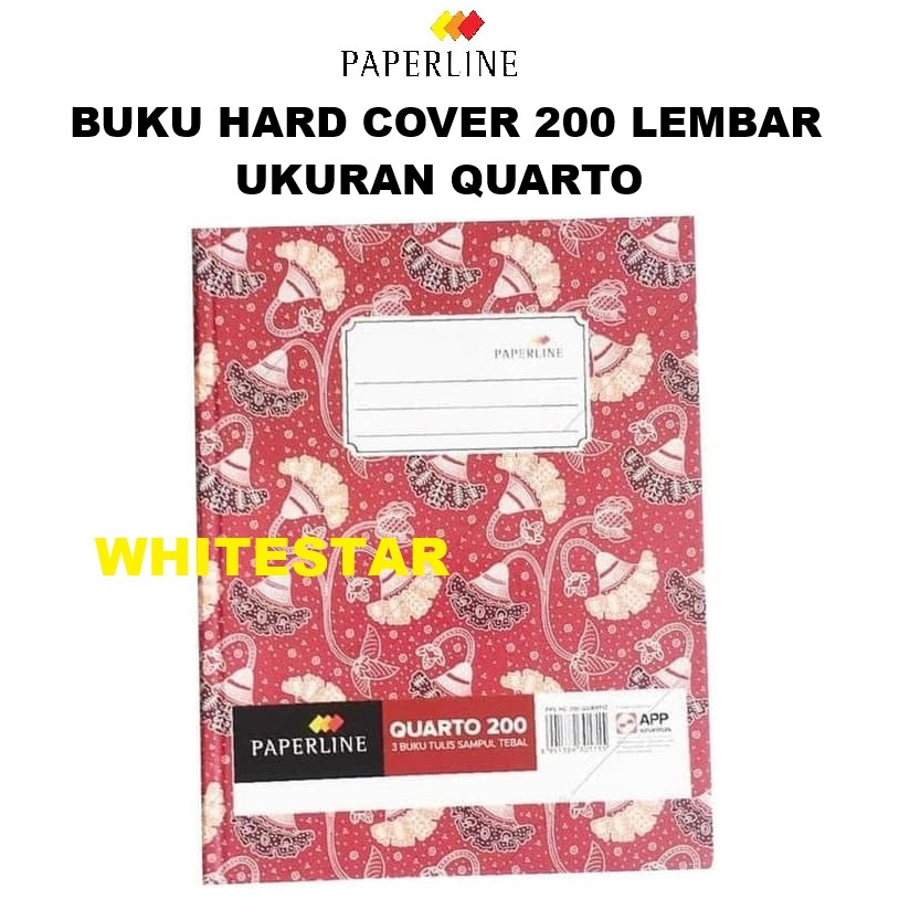 

buku tulis paperline hard cover / hardcover quarto / kwarto - 200 lembar