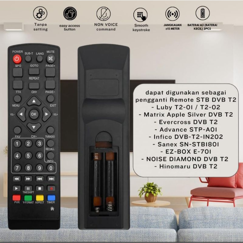 Remote set top box/Remote STB Luby Sanex,dll sesuai merk yg diatas